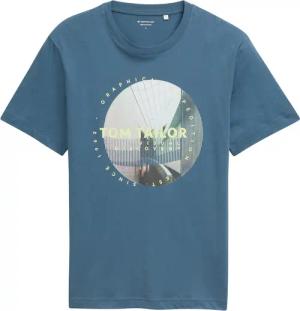 TOM TAILOR Herren T-Shirt mit Foto-Print, blau, Uni, Gr. XXXL