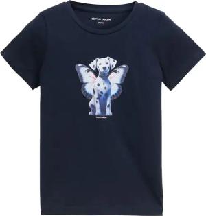 TOM TAILOR Mädchen T-Shirt mit Print, blau, Uni, Gr. 104/110
