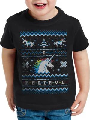 style3 T-Shirt Believe Einhorn Ugly Sweater fantasie rainbow x-mas pulli weihnachten