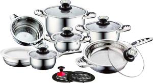 CS Koch-Systeme Topf-Set "Aurich", Edelstahl, (Set, 16 tlg., Bratentopf 16/20/24cm, Stieltopf 16cm, Pfanne 24cm, Einsatz, Schüssel), 16-teilig, Induktion