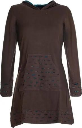 Vishes Midikleid Langarm-Shirtkleid Hoodie-Kleid mit Kapuze Übergangskleid, Jerseykleid
