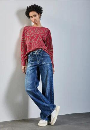 Street One Frauen Two-Tone Jaquard Shirt in Rosa, Gr: 36