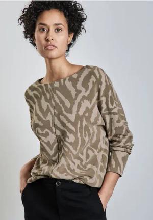 Street One Frauen Two-Tone Jaquard Shirt in Beige, Gr: 42