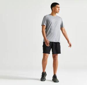 T-Shirt Herren atmungsaktiv Rundhalsausschnitt Fitness - Essential graumeliert