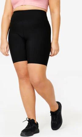 Radlerhose mit hohem Taillenbund Fitness große Grösse schwarz