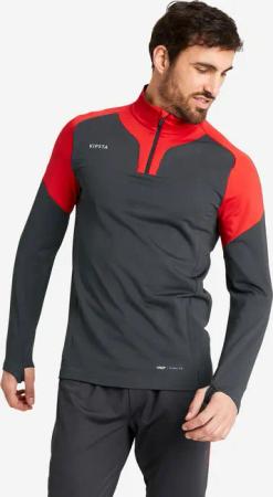 Damen/Herren Fußball Sweatshirt mit Reißverschluss - VIRALTO dunkelgrau/rot