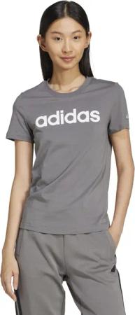 ADIDAS T-Shirt Damen Logo-Print - dunkelgrau