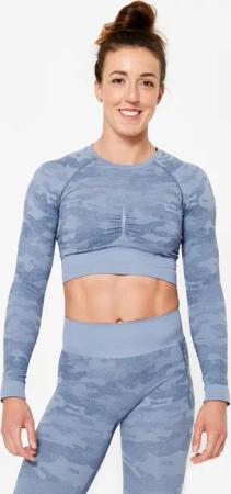 Langarmshirt Crop Top Damen - blau