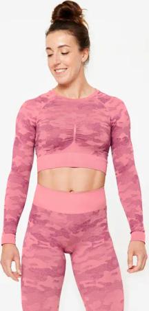 Langarmshirt Crop Top Damen - rosa