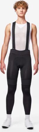 Radhose Rennrad kühles Wetter lang mit Trägern Racer Schwarz