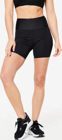 Shorts hoher Bund figurformend Fitness Cardio - schwarz
