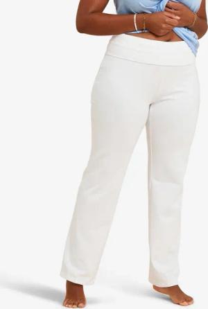 Hose Yoga Damen Baumwolle - weiss