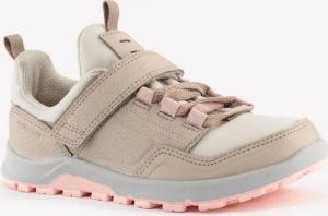 Wanderschuhe Kinder Gr. 28–34 niedrig Klettverschluss Wandern - NH500 beige/rosa