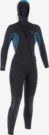 Neoprenanzug mit Kopfhaube Tauchen Damen 500 7.5 mm schwarz/blau