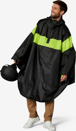 Fahrrad Regenponcho City 120 Sichtbarkeit Tag und Nacht schwarz/neongelb