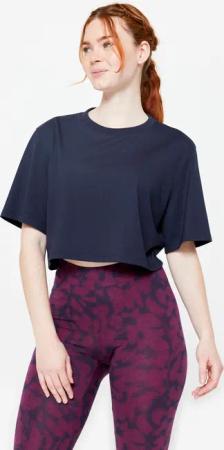 T-Shirt Crop Top Damen - dunkelblau