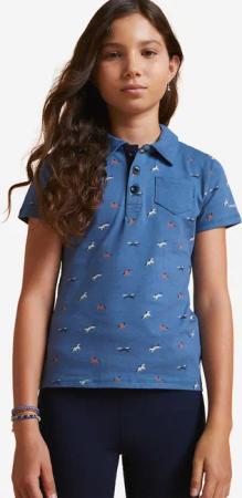 Reit-Poloshirt 140 kurzarm Kinder blau