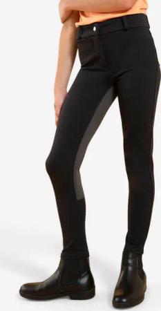 Reithose 180 Vollbesatz Kunstleder Kinder schwarz/grau