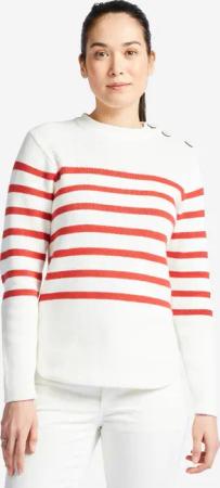 Pullover Segeln Damen weiß/rot gestreift