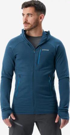 Klettersweatshirt mit Kapuze aus Merinowolle Alpinism Herren blau