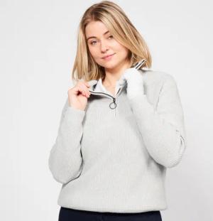 Damen Golf Pullover Kurzreissverschluss - MW500 grau