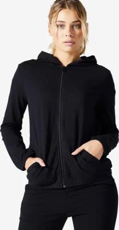 Trainingsjacke mit Kapuze Damen - 100 schwarz