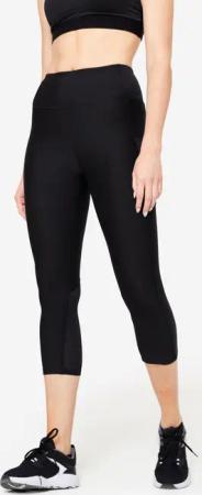 Kurze Leggings mit Smartphonetasche Fitness Cardio Damen schwarz