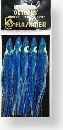 Gummiköderset Oktopus 11 cm blau Meeresangeln 5 Stück