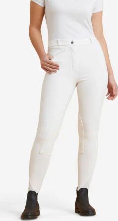 Turnierreithose 100 Kniebesatz Stoff Damen weiß