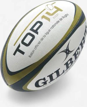 Rugby Ball Größe 5 - Gilbert Top 14 weiß/gold