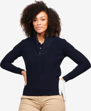 Damen Golfpullover Kurzreissverschluss - MW500 marineblau