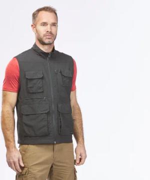 Outdoorweste Herren viele Taschen - Travel 100 grau
