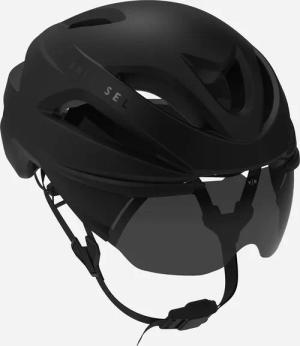 Triathlonhelm mit abnehmbarem Kategorie 3 Visier & Magnetverschluss matt schwarz