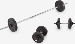 Gebraucht - Hantelset mit Stange und Gewichten Krafttraining 50 kg - GUT