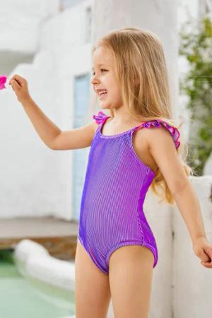 Kinderbademode Rundhals Mädchen Badeanzug
