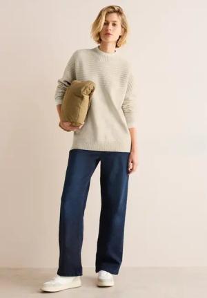 Cecil Damen Strukturmix Pullover in Beige, Gr: S