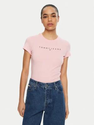 Tommy Jeans T-Shirt Linear DW0DW18398 Rosa Slim Fit