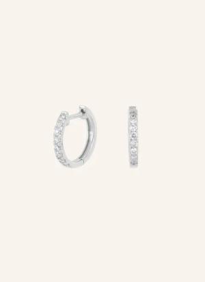 Leaf Creolen CIRCLE Big aus 18 Karat Weißgold mit Diamanten