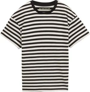TOM TAILOR Jungen Oversize T-Shirt mit Streifenmuster, schwarz, Gestreift, Gr. 176