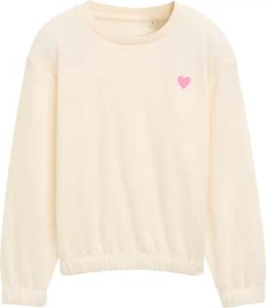 TOM TAILOR Mädchen Cropped Sweatshirt mit Stickerei, weiß, Uni, Gr. 104/110