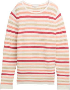 TOM TAILOR Damen Strickpullover mit Bio-Baumwolle, orange, Gemustert, Gr. XS