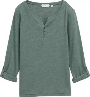 TOM TAILOR Damen Langarmshirt mit Turn-Up-Funktion, grün, Meliert, Gr. M
