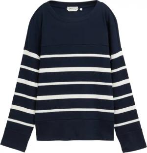 TOM TAILOR Damen Ripp Langarmshirt mit Streifenmuster, blau, Gestreift, Gr. M