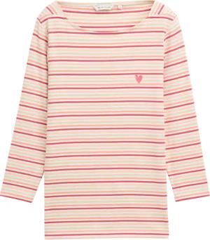 TOM TAILOR Damen Langarmshirt mit Streifenmuster, rot, Gestreift, Gr. XS