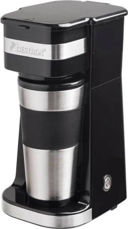 bestron Filterkaffeemaschine ACM112Z, mit Isolierbecher, Permanentfilter, Camping Kaffeemaschine, Permanentfilter, für 2 Große Tassen, Schwarz