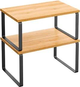 2 SONGMICS Küchen-Organizer bambus, schwarz 29,7 x 19,5/18,5 x 15,8/13,7 cm