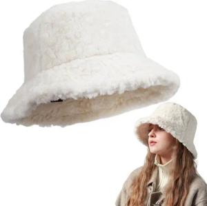 RWEUOQ Fischerhut Damen Fischerhut Wintermütze aus Plüsch Warm Winddicht und Verstellbar (Einzelstück – Klassische Wintermütze für jeden Anlass und jedes Outfit, Wintermütze mit Plüsch-Pompon – für warme und stylische Looks) Atmungsaktiv, weich, komfortab