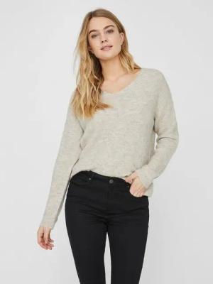 Vero Moda Strickpullover Strickpullover V-Ausschnitt Langarm VMCREWLEFILE LS V-NECK BLOUSE NOOS