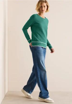 Cecil Damen Strukturpullover in Grün, Gr: M