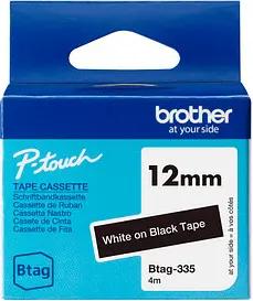 brother Schriftband Btag BTAG335, 12 mm weiß auf schwarz